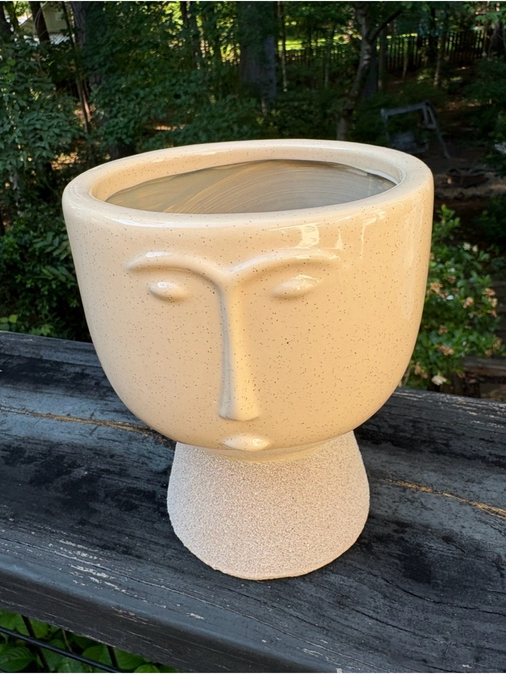 Minimalist Cream Cement Face Planter